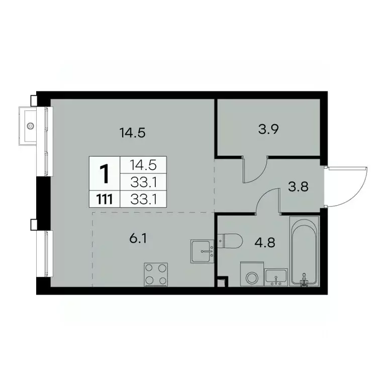 1-к кв. Москва Куркинское ш., 15С3 (33.1 м) - Фото 0