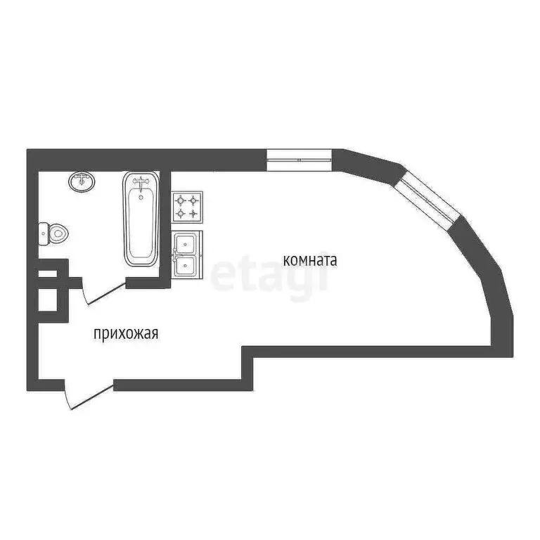Квартира-студия: село Агой, гостиничный комплекс Радуга, 10Г (18.6 м) - Фото 0