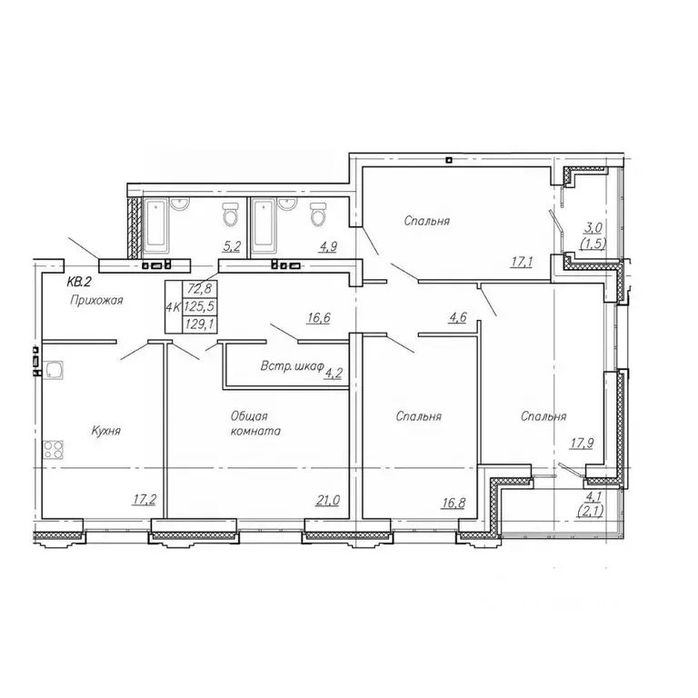 4-к кв. Алтайский край, Барнаул Приречная ул. (129.1 м) - Фото 1
