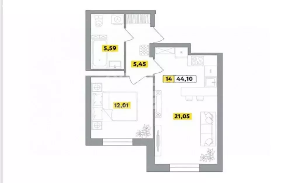 2-комнатная квартира: посёлок городского типа Радумля, микрорайон ... - Фото 1