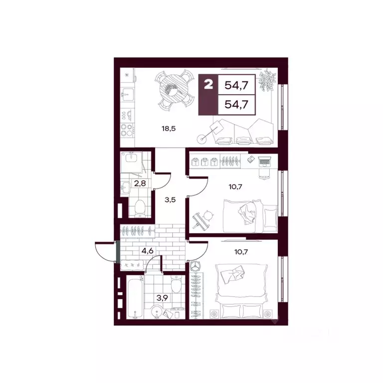 2-к кв. Тюменская область, Тюменский муниципальный округ, д. Дударева ... - Фото 0