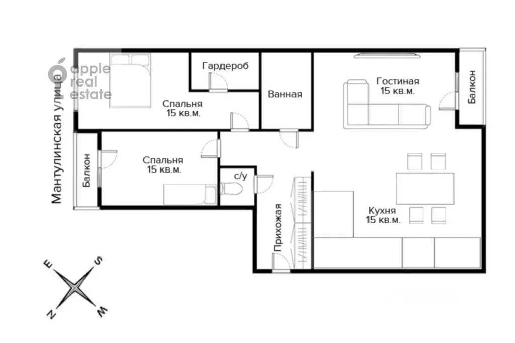 3-к кв. Москва Мантулинская ул., 9к1 (82.0 м) - Фото 2