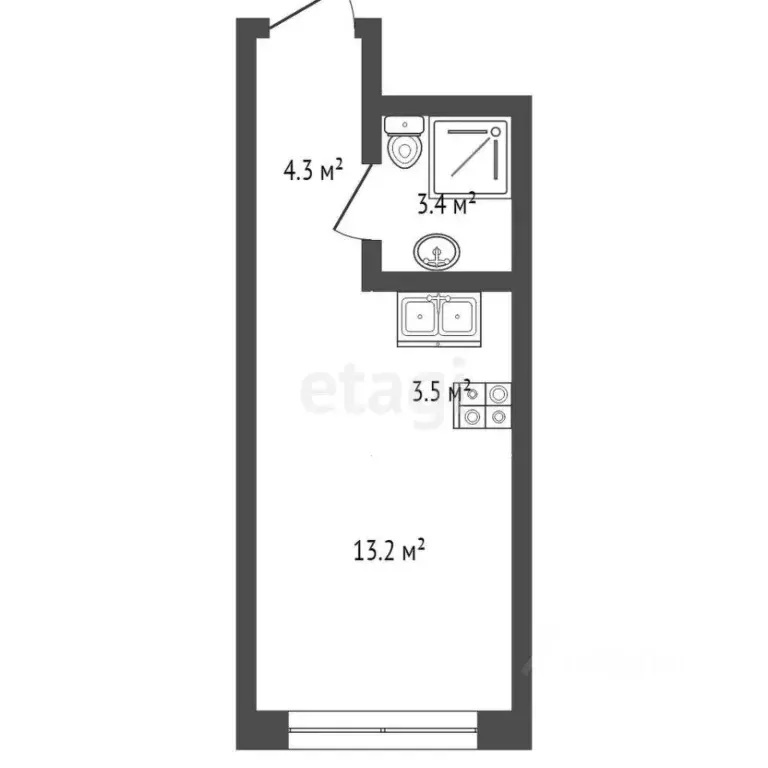 Студия Тюменская область, Тюмень ДОК мкр, Октябрьский на Туре жилой ... - Фото 2