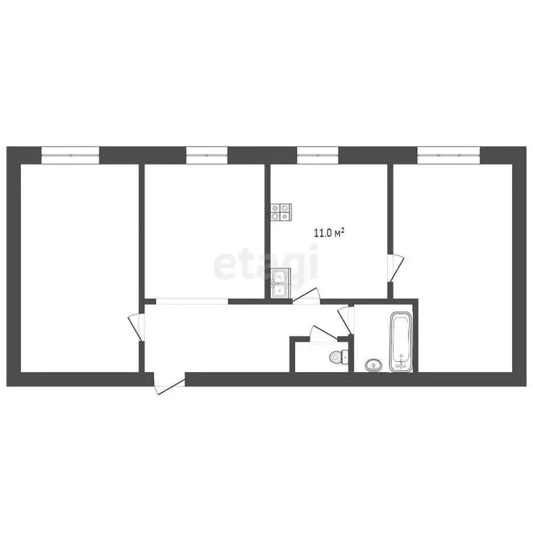 3-комнатная квартира: Чита, улица Богдана Хмельницкого, 24/3 (68 м) - Фото 0