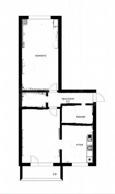 2-к. квартира, 46 м, 5/5 эт. - Фото 0