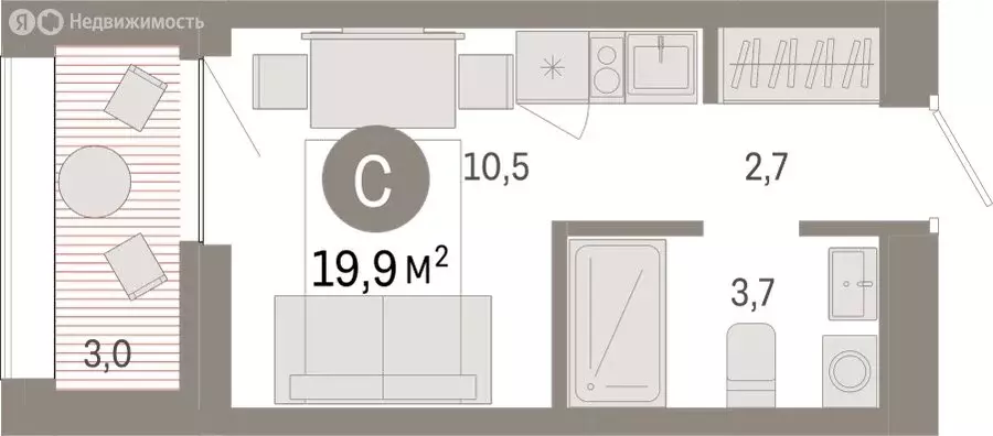 Квартира-студия: Новосибирск, Октябрьский район, микрорайон ... - Фото 1