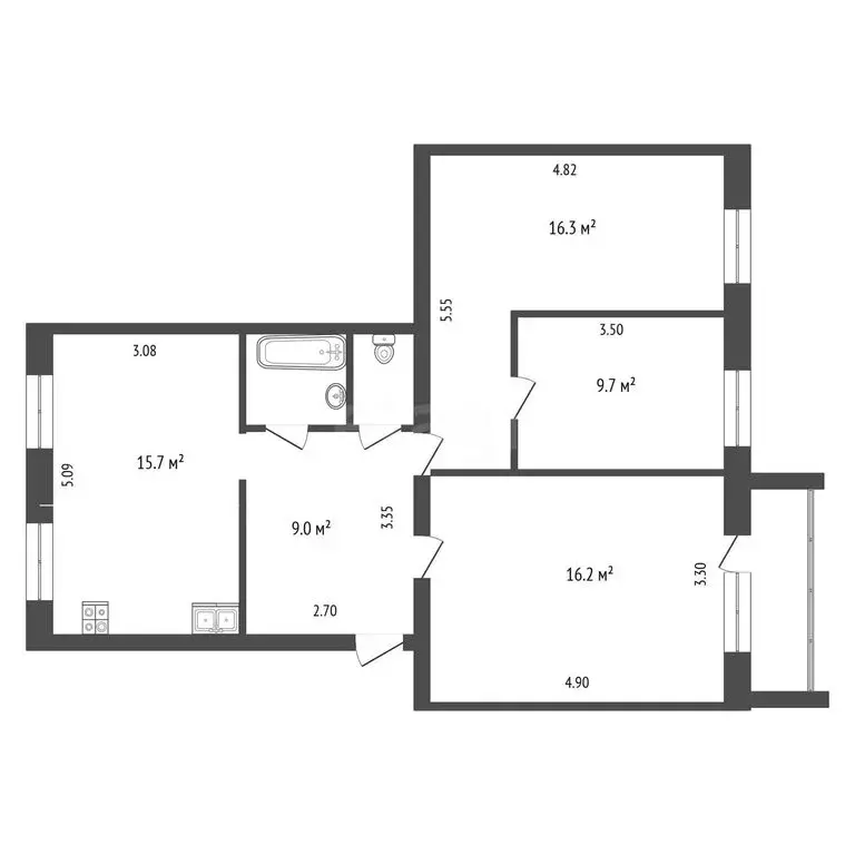 3-комнатная квартира: Тюмень, Калининский округ, Садовая улица, 119 ... - Фото 1