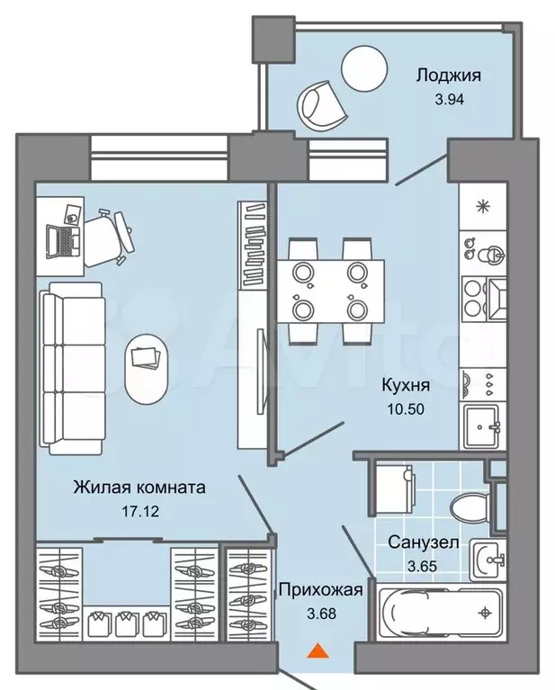 1-к. квартира, 37 м, 1/4 эт. - Фото 0