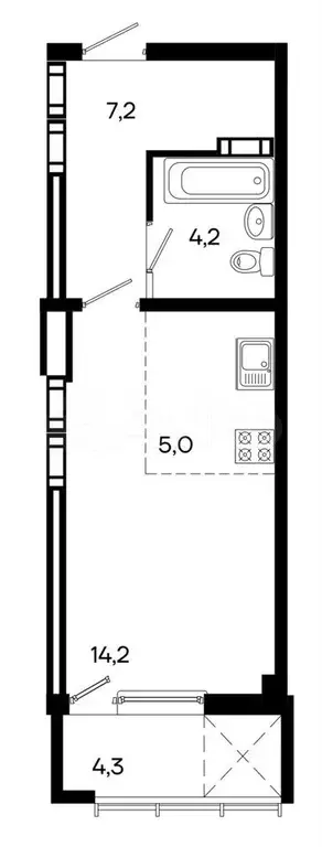 Квартира-студия, 34,9 м, 4/16 эт. - Фото 0