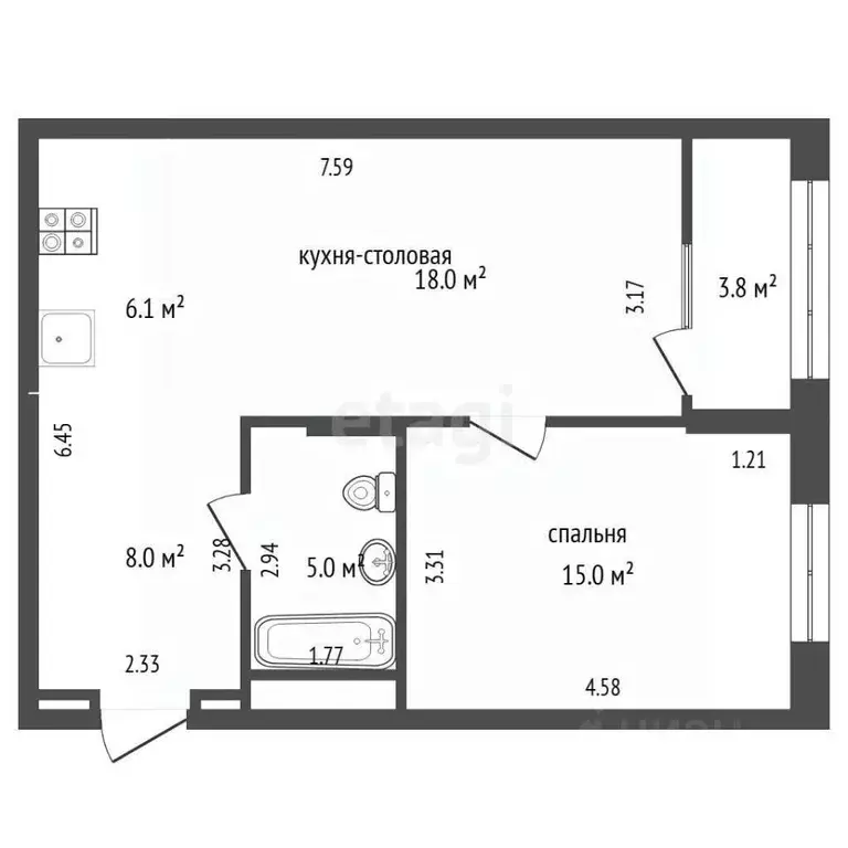 2-к кв. Тюменская область, Тюмень ул. Республики, 205к1 (55.9 м) - Фото 1