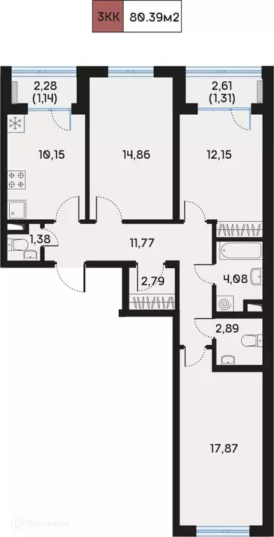 Продаётся 2-к квартира, 81.1 м - Фото 0