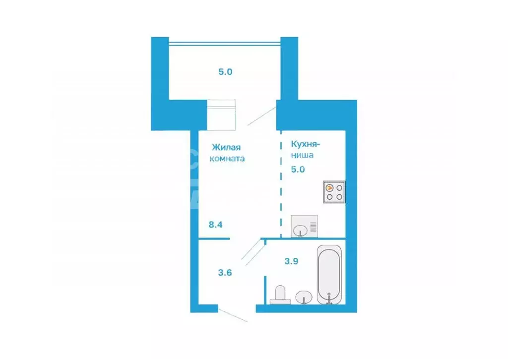 Квартира-студия: село Чигири, улица Василенко, 7 (23.3 м) - Фото 2