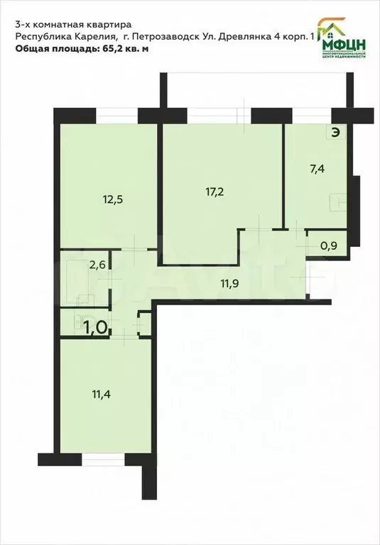 3-к. квартира, 67,7 м, 5/9 эт. - Фото 0