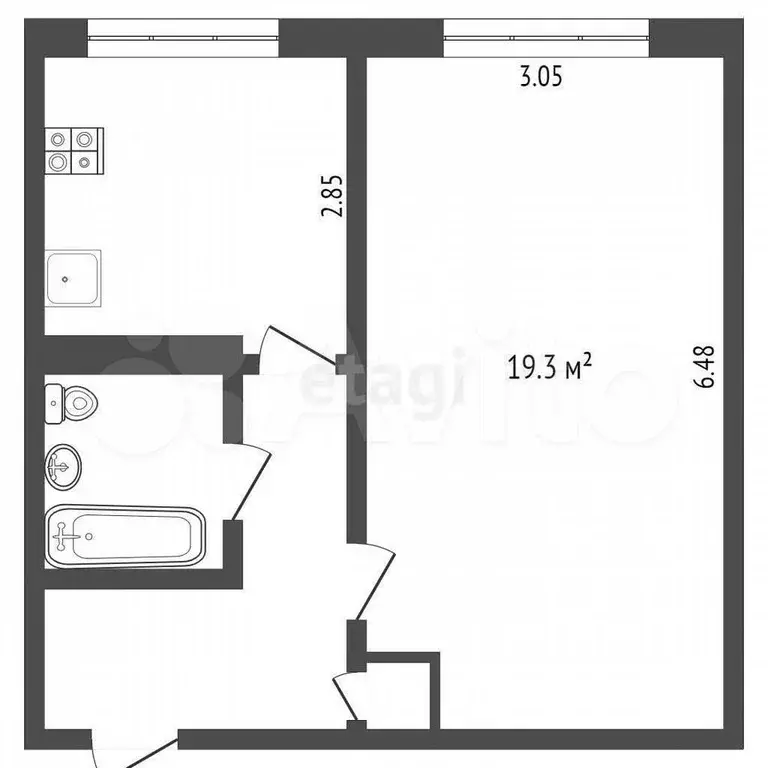 1-к. квартира, 36,1 м, 4/5 эт. - Фото 0