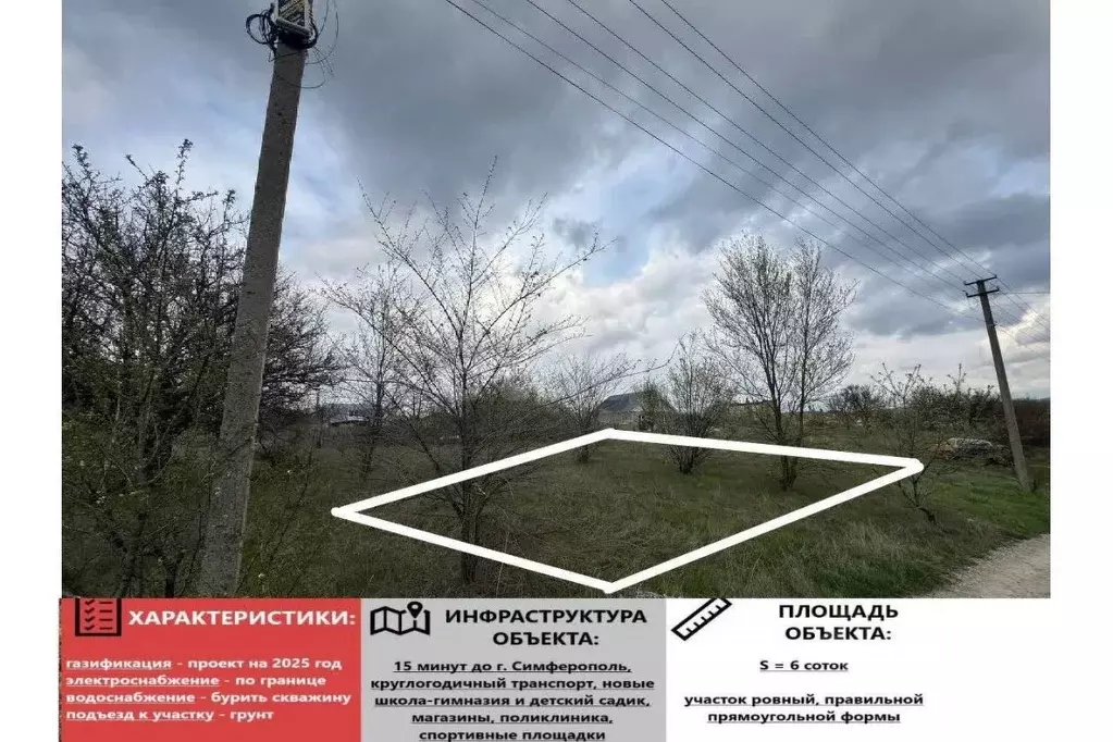 Участок в Крым, Симферопольский район, Чистенское с/пос, Родничок СПК ... - Фото 1