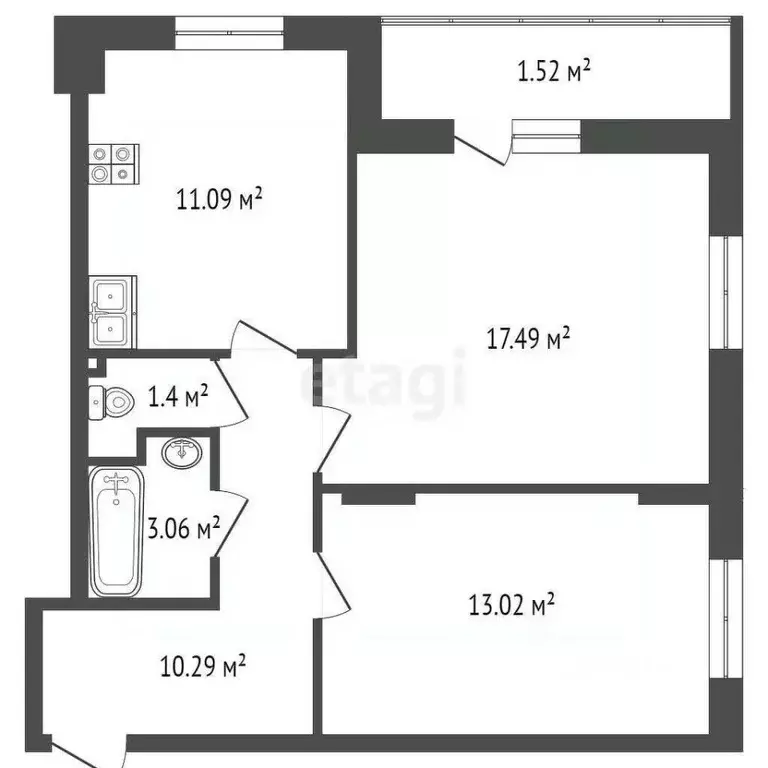 2-к кв. Ростовская область, Батайск ул. Котова, 24к2 (57.8 м) - Фото 1