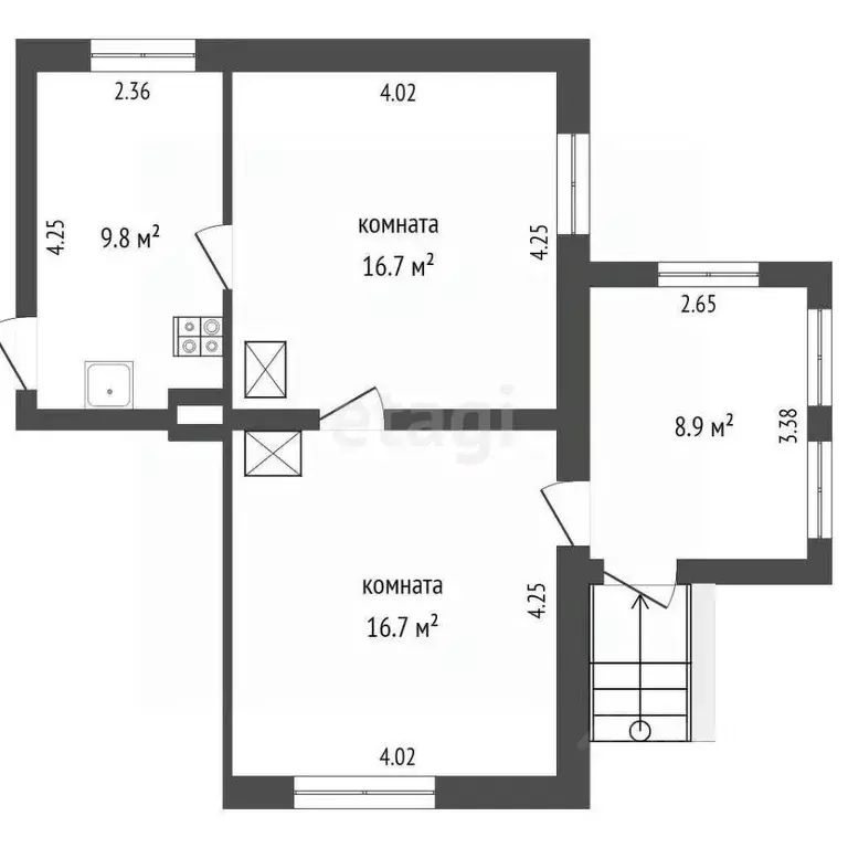 2-к кв. Калининградская область, Калининград Новинская ул., 23 (54.0 ... - Фото 2