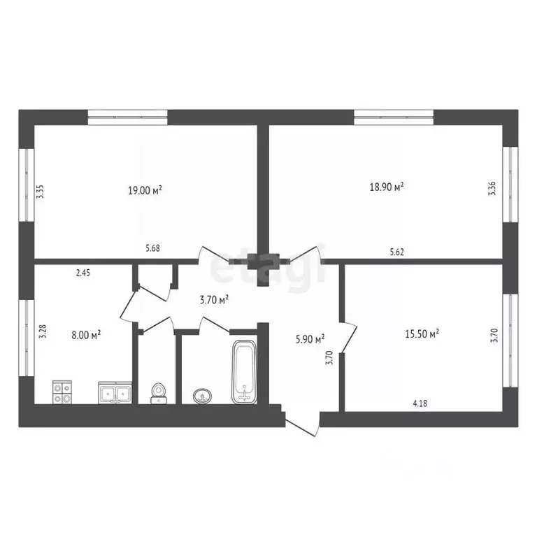 3-к кв. Вологодская область, Вологда ул. Воровского, 58 (76.8 м) - Фото 2
