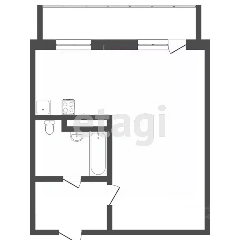 Студия Тюменская область, Тюмень ул. Вадима Бованенко, 5 (33.1 м) - Фото 2