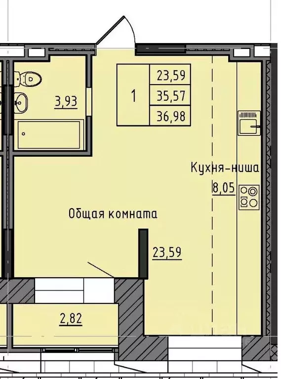 1-к кв. саха (якутия), якутск 37-й кв-л, (36.98 м) - Фото 0