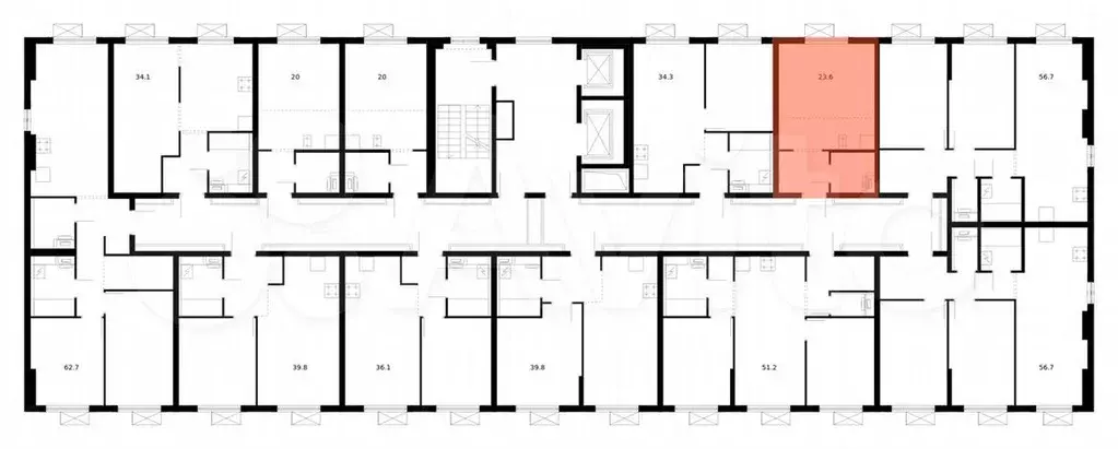 Квартира-студия, 23,6м, 10/11эт. - Фото 1