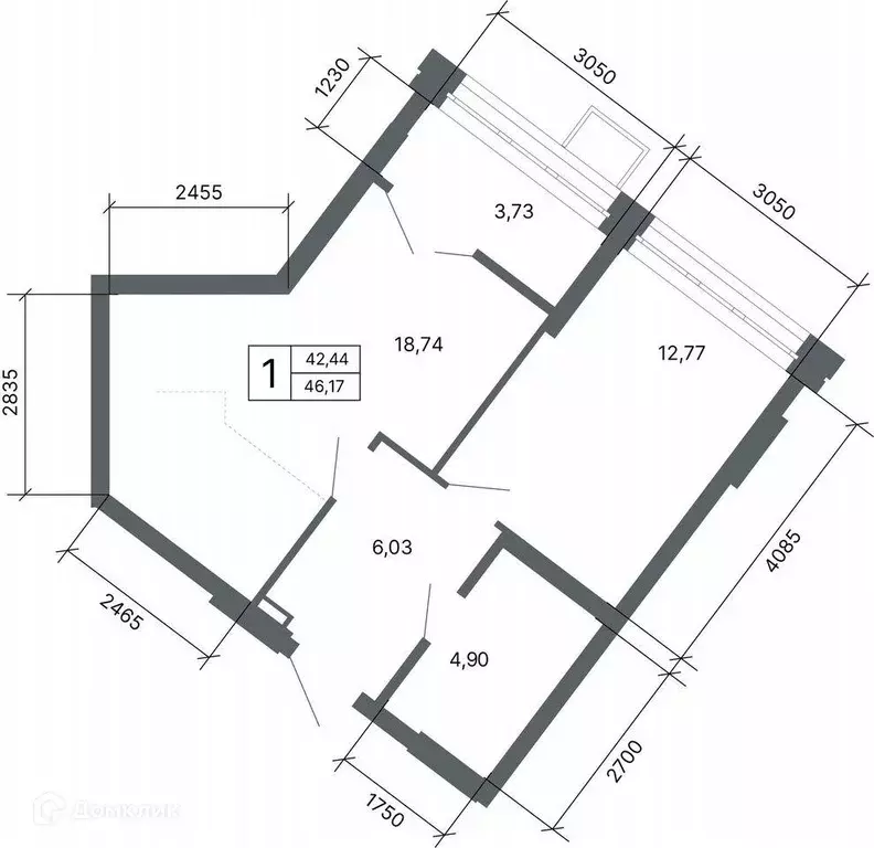 Продаётся 1-к квартира, 45.7 м - Фото 1