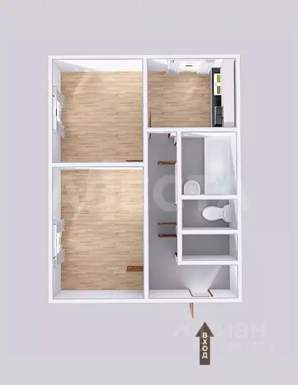 2-к кв. Омская область, Омск ул. Орджоникидзе, 273 (45.8 м) - Фото 2