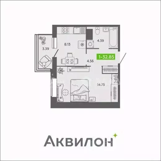 1-к кв. Архангельская область, Архангельск Северодвинская ул., 25А ... - Фото 2