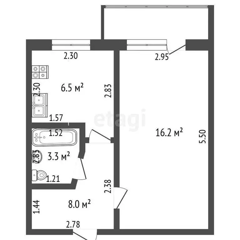 1-комнатная квартира: Саки, Интернациональная улица, 47 (30.6 м) - Фото 1