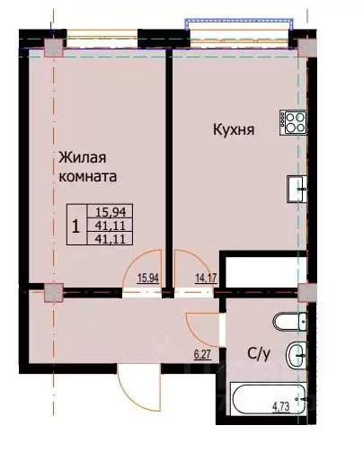 1-к кв. Ставропольский край, Ессентуки  (41.11 м) - Фото 0