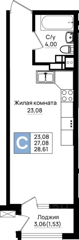 Студия Краснодарский край, Новороссийск 5-я Бригада мкр,  (28.61 м) - Фото 0