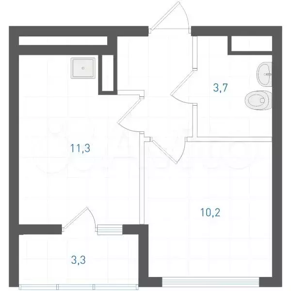 1-к. квартира, 30,6 м, 8/8 эт. - Фото 0