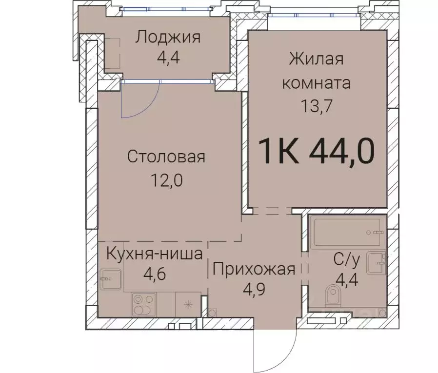 1-к кв. Новосибирская область, Новосибирск Овражная ул., 2А (44.0 м) - Фото 0