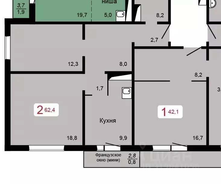 2-к кв. Красноярский край, Красноярск ул. Кутузова, 2 ст5 (62.4 м) - Фото 0