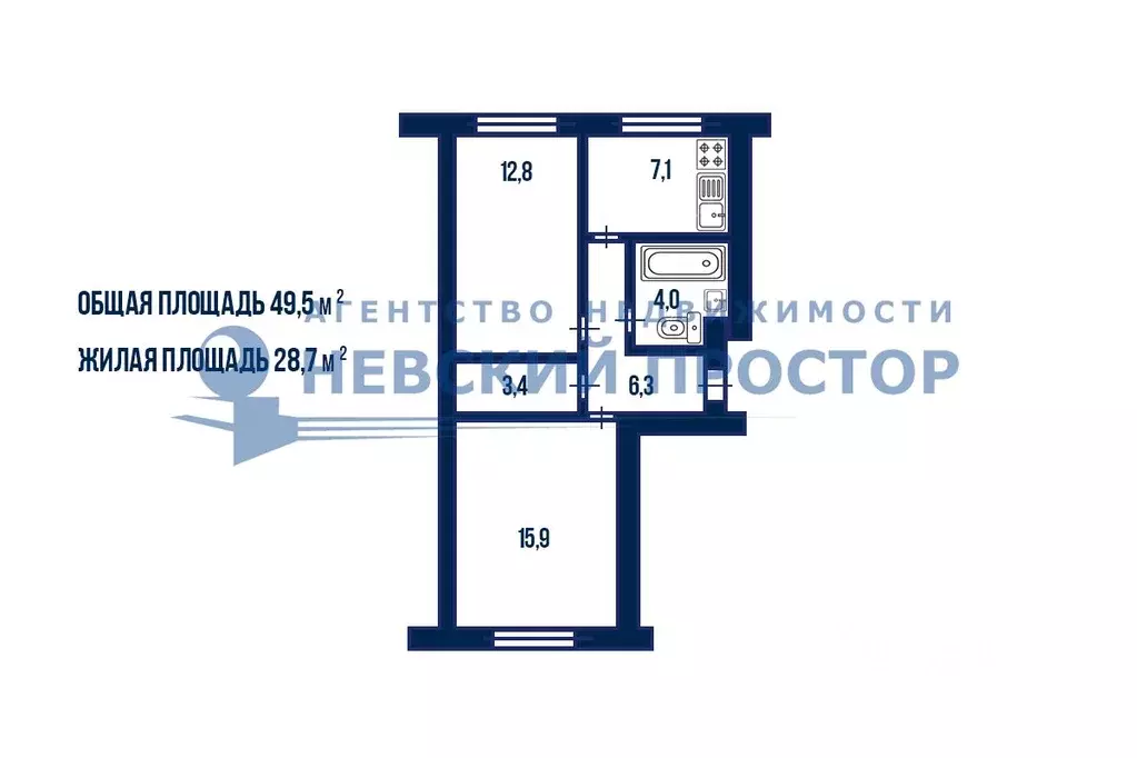 2-к кв. Санкт-Петербург, Санкт-Петербург, Кронштадт Манежный пер., 2 ... - Фото 1