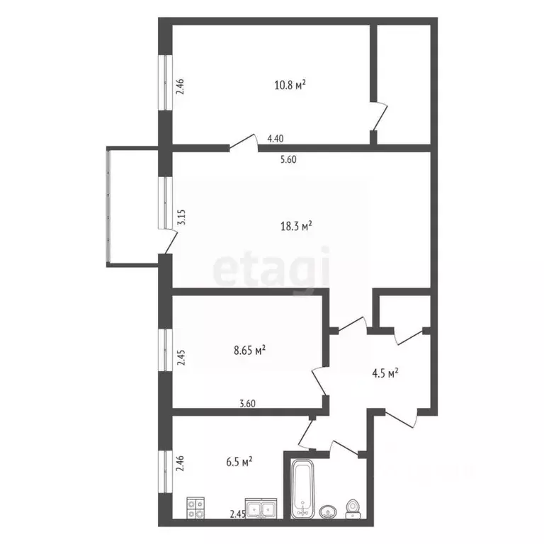 3-к кв. Омская область, Омск просп. Мира, 167/1 (55.3 м) - Фото 1