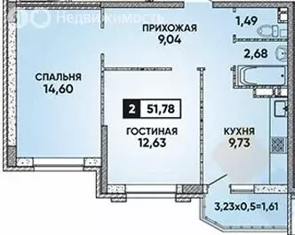 2-комнатная квартира: Краснодар, улица Григория Булгакова, 12к1 (50.4 ... - Фото 0