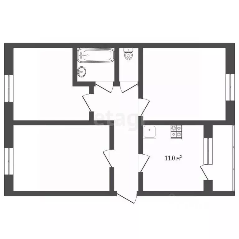 2-к кв. Самарская область, Волжский район, Лопатино с/пос, пос. ... - Фото 2