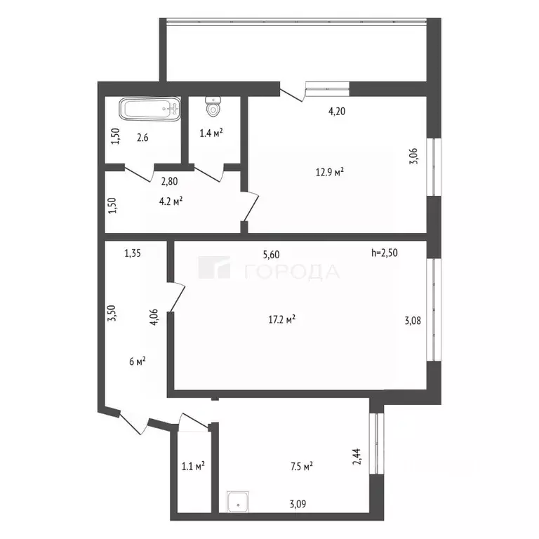2-к кв. Алтайский край, Барнаул ул. Матросова, 12 (53.0 м) - Фото 2