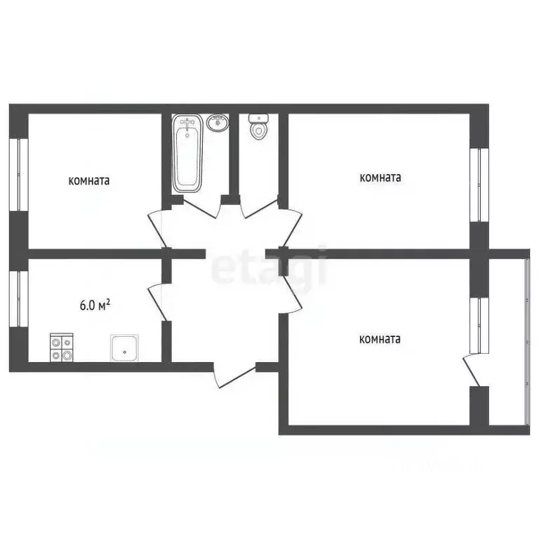 3-к кв. Владимирская область, Муром ул. Льва Толстого, 18 (57.6 м) - Фото 1