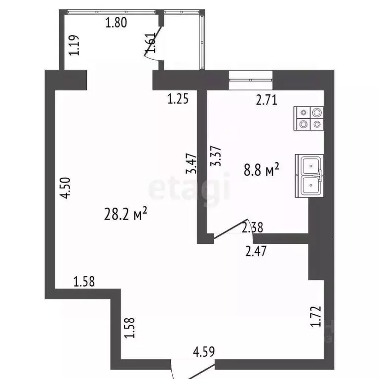 1-к кв. Крым, Евпатория просп. Победы, 87Бк2 (37.0 м) - Фото 2