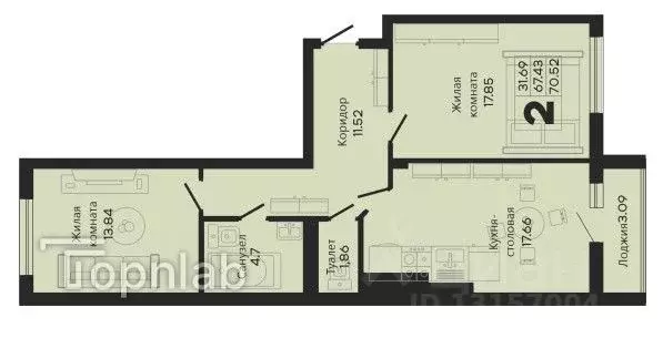 2-к кв. Калининградская область, Калининград Закатная ул. (71.0 м) - Фото 2