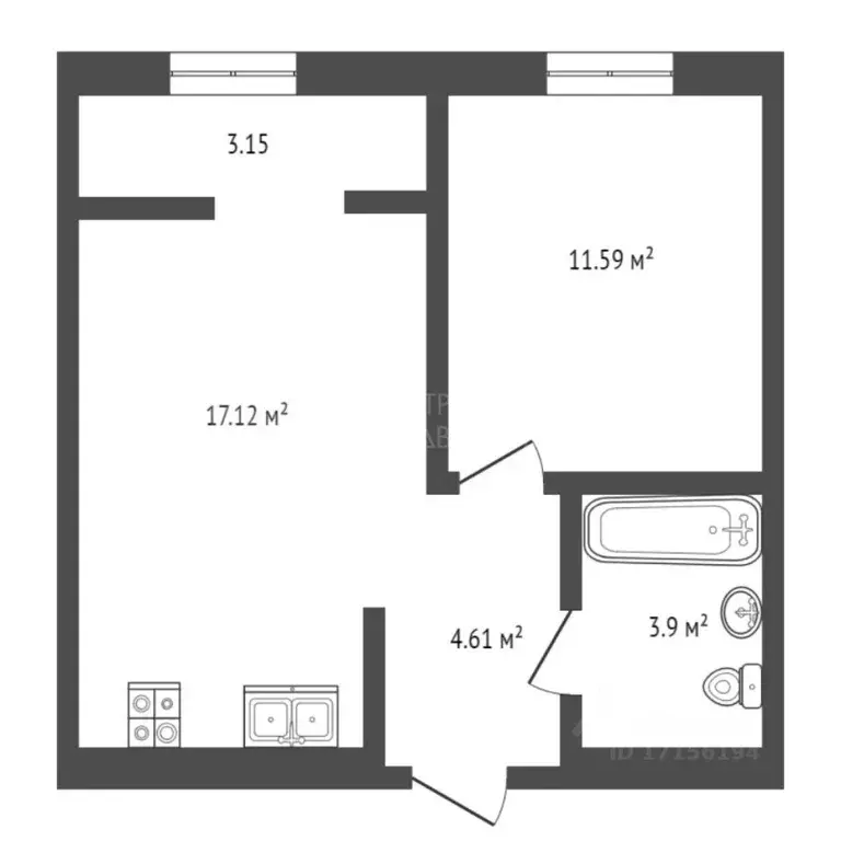1-к кв. Тюменская область, Тюмень ул. Василия Малкова, 10 (35.3 м) - Фото 2