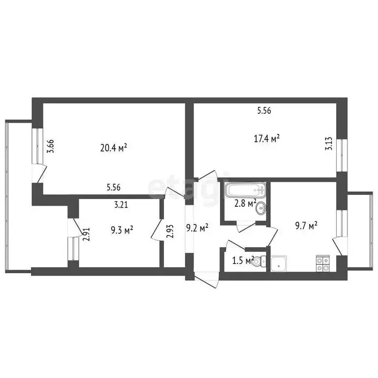 3-комнатная квартира: Евпатория, Интернациональная улица, 129 (70.3 м) - Фото 1