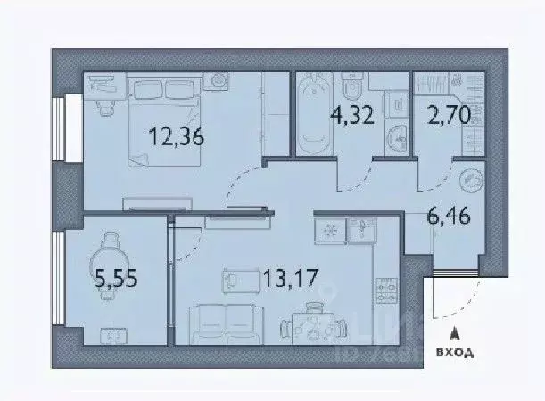 1-к кв. Брянская область, Брянский район, пос. Мичуринский, ... - Фото 1