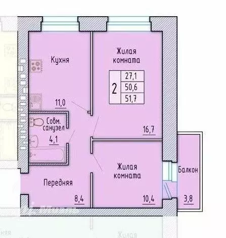 2-комнатная квартира: Орёл, Автовокзальная улица, 4 (50.6 м) - Фото 0