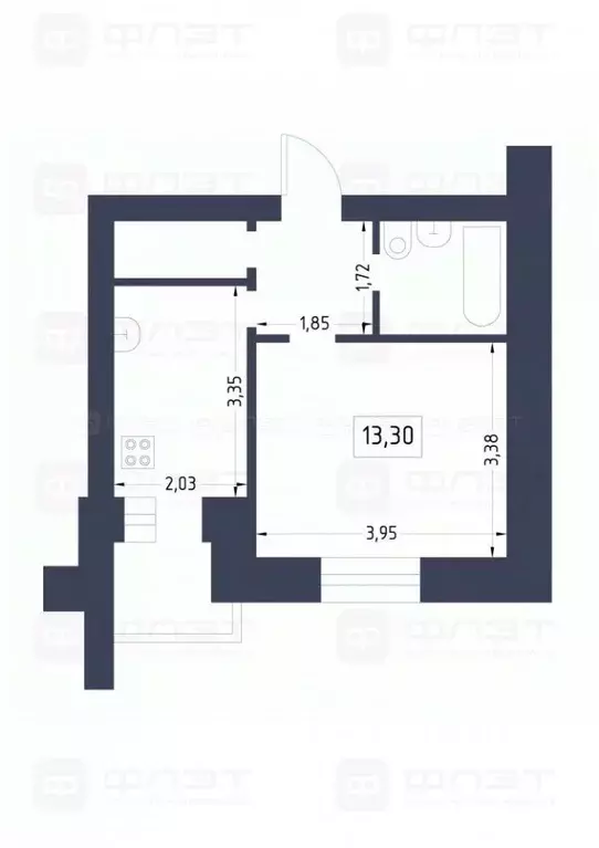 1-к кв. Татарстан, Казань ул. Побежимова, 59 (28.2 м) - Фото 1
