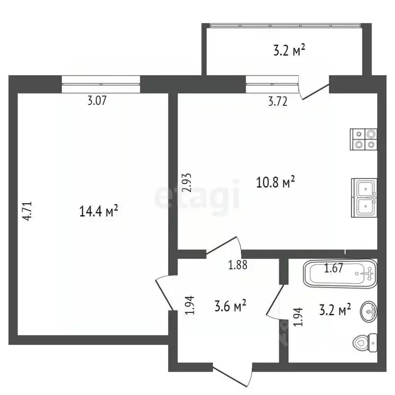 1-к кв. Ставропольский край, Ессентуки Никольская ул. (32.2 м) - Фото 1