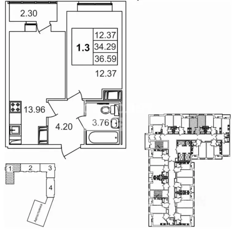 1-к кв. Санкт-Петербург ул. Русановская, 18к6 (34.4 м) - Фото 2