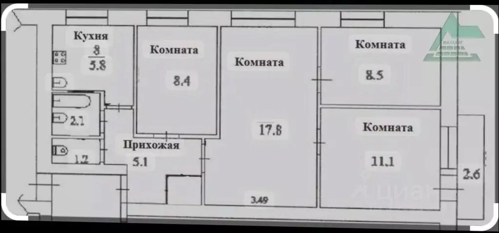 4-к кв. Оренбургская область, Медногорск Комсомольская ул., 12 (60.2 ... - Фото 1